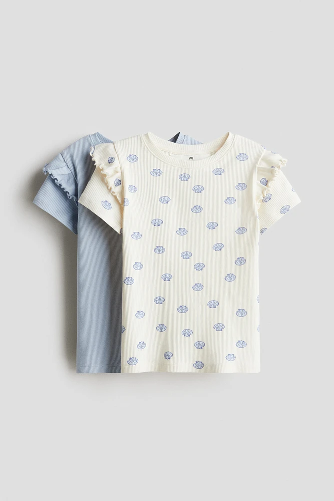 2-Pack Ruffle-Trimmed Cotton Tops
