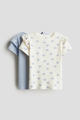 2-Pack Ruffle-Trimmed Cotton Tops