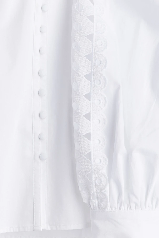 Embroidery-detail cotton blouse