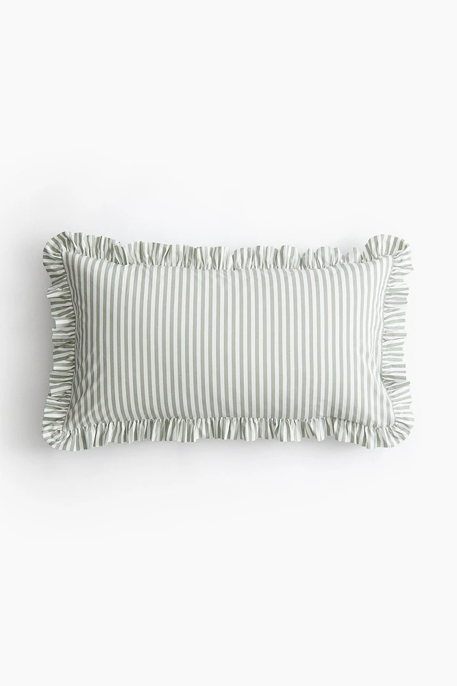 Housse de coussin volantée en coton