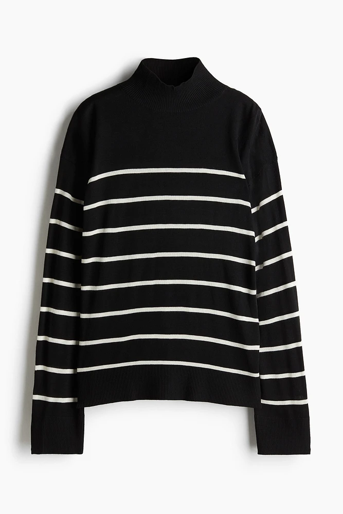 Fine-Knit Mock Turtleneck Sweater