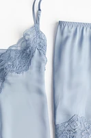 Lace-trimmed Satin Pajamas