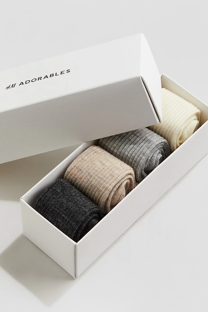 4-pack Ribbed Wool-Blend Socks