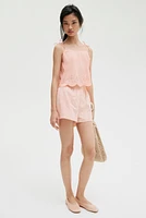 High-Waist Eyelet-Embroidered Shorts
