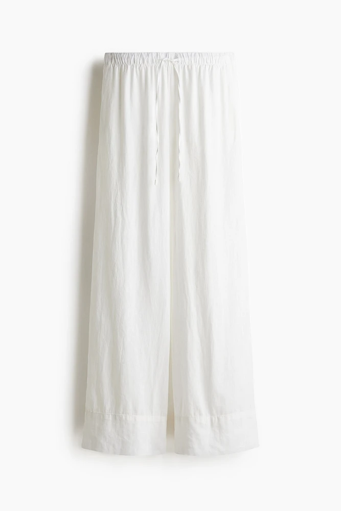 Wide-Leg Linen-Blend Pants
