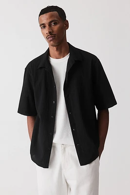 Regular-Fit Crinkled Short-Sleeved Shirt