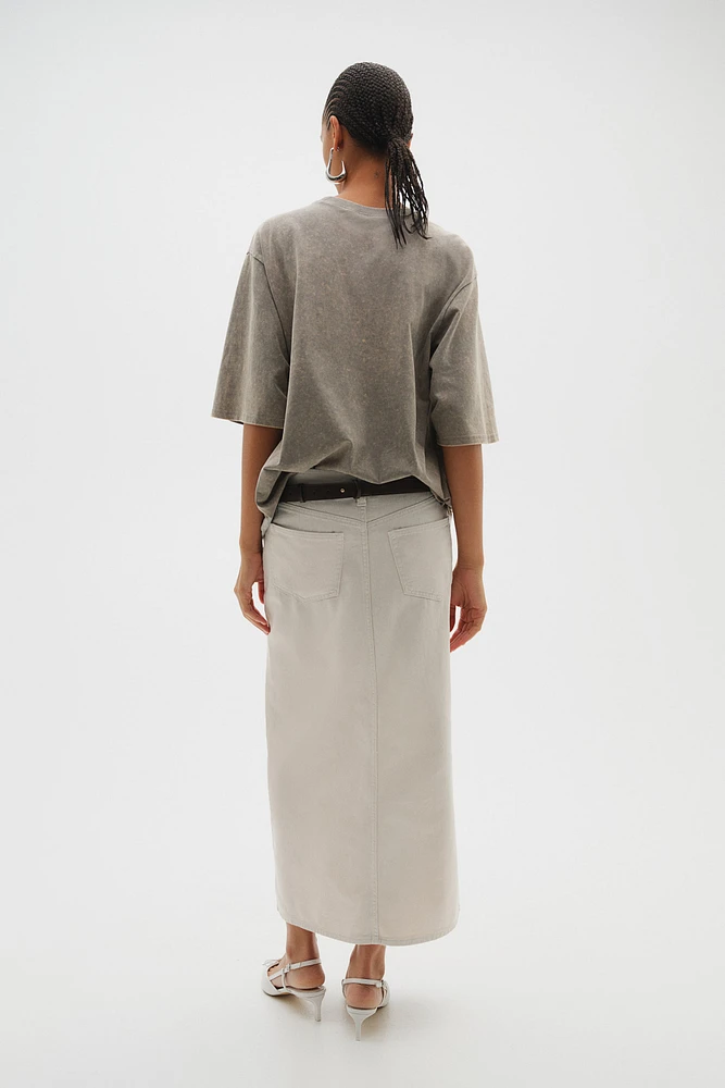 Slit-hem Twill Skirt