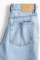 High-Waist Knee-Length Denim Shorts