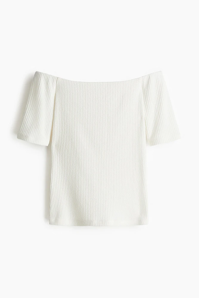 Haut à épaules nues en tricot côtelé