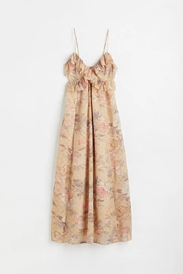 Flounce-trimmed Crêped Dress