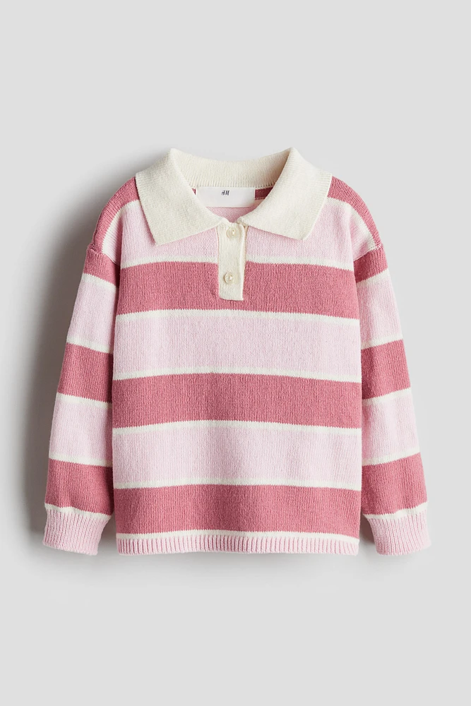 Rib-Knit Polo Sweater