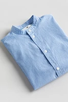 Band-collar Cotton Shirt