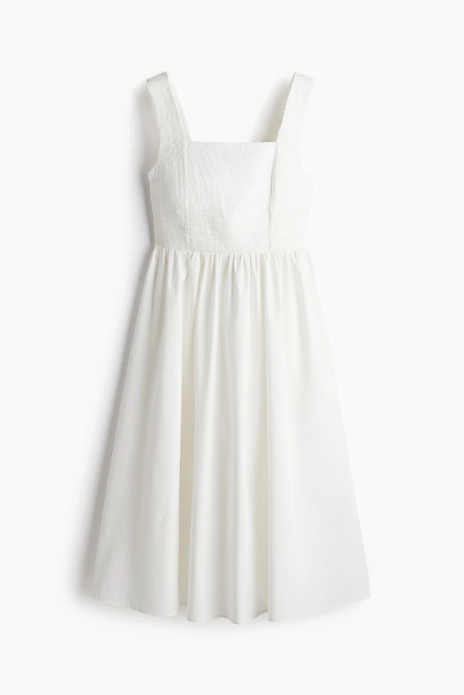 Pintuck-Detail Dress with Flared Skirt