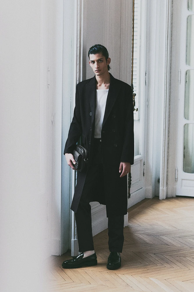 Relaxed-Fit Double-Breasted Twill Coat