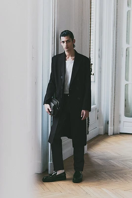 Relaxed-Fit Double-Breasted Twill Coat