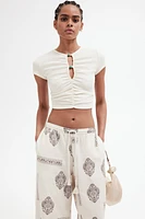 Linen-Blend Drawstring Pants