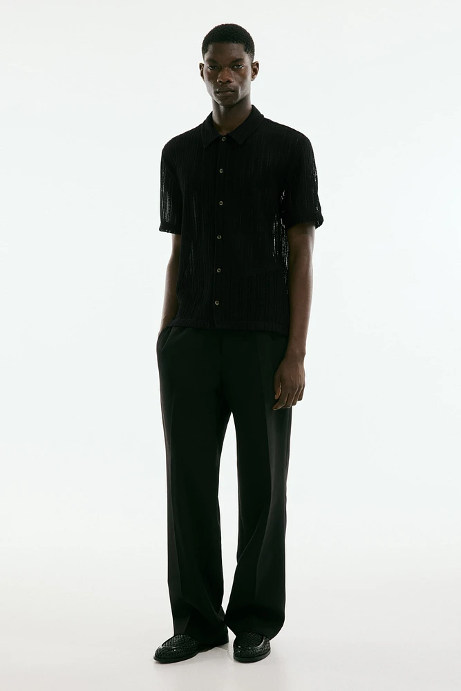 Regular Fit Crochet-look shirt