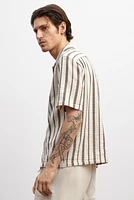 Chemise texturée coupe classique à col cubain