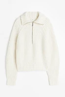 Rib-knit Half-zip Sweater