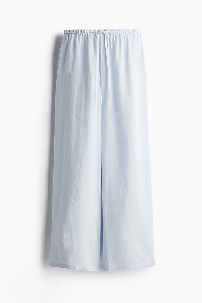 Linen-Blend Drawstring Pants