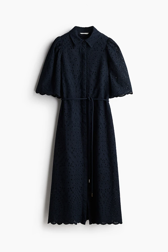 Robe chemisier avec broderie anglaise