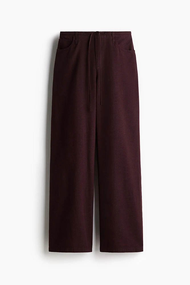 Linen-Blend Drawstring Pants