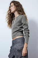 Rib-Knit Cardigan with Zipper