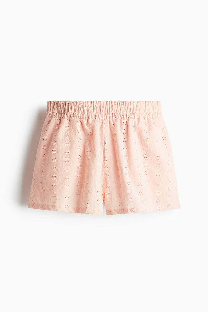 High-Waist Eyelet-Embroidered Shorts