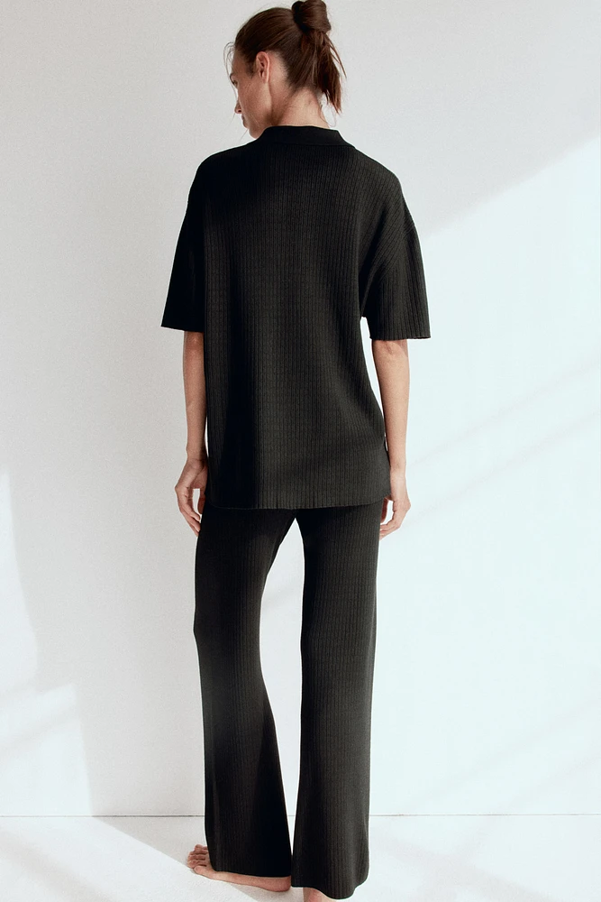 Polo en tricot pointelle