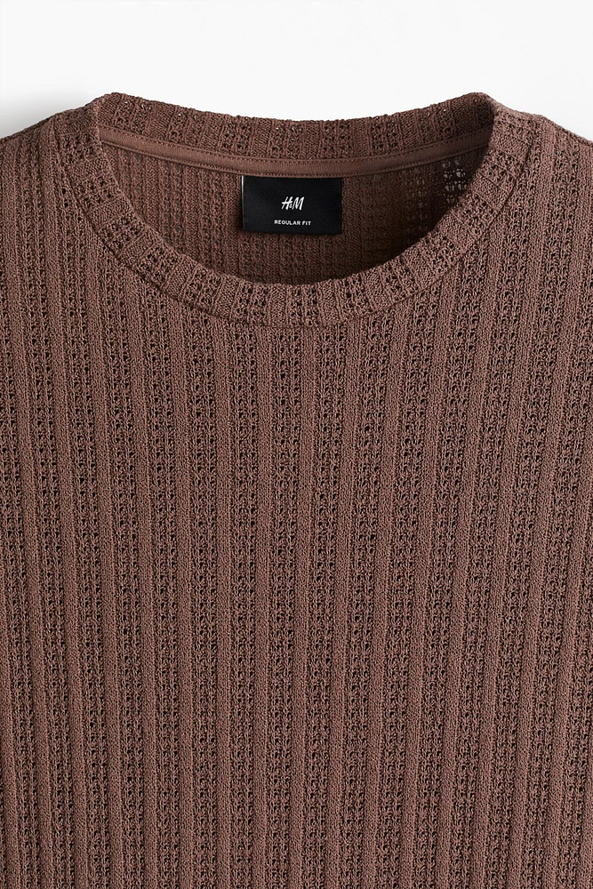 Regular Fit Crochet-Look T-Shirt