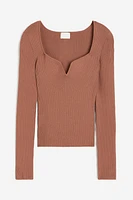 Rib-knit Sweetheart-neckline Top