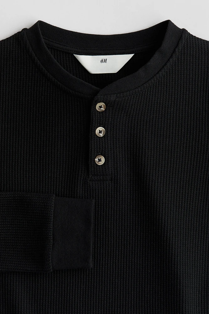 Waffled Jersey Henley Shirt