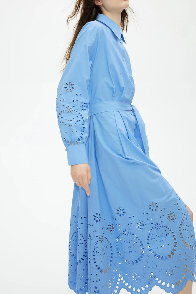 Eyelet Embroidered Shirt Dress