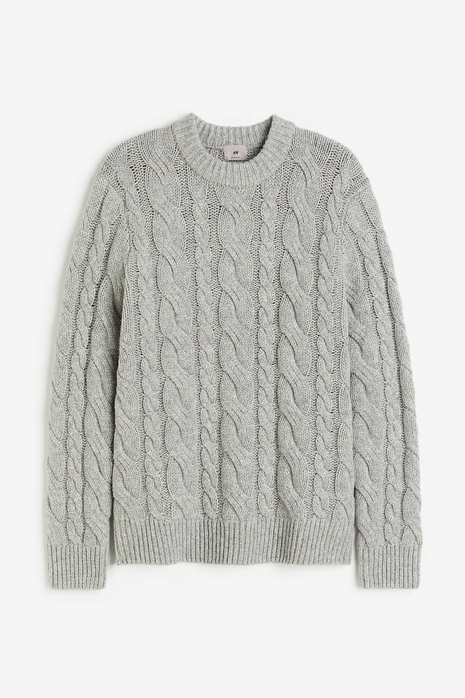 Regular Fit Wool-blend Cable-knit Sweater