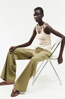 Wide-cut Pull-on Pants
