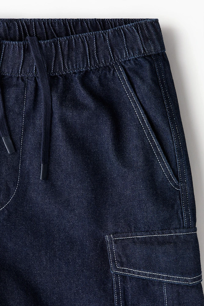 Loose Denim Cargo Shorts