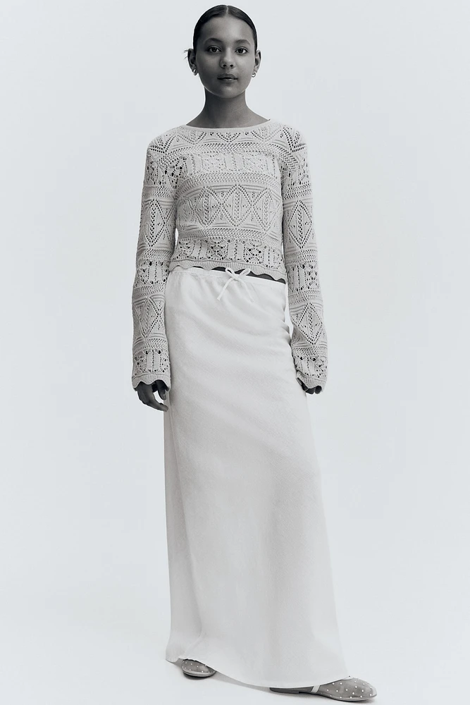 Haut court en tricot pointelle