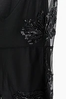 Sequin-Embroidered Mesh Dress