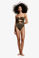 Padded-cup High-leg Bandeau Swimsuit