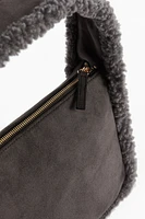 Shoulder Bag with Teddy Fleece Trim