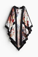 Silk-Blend Floral-Motif Cape