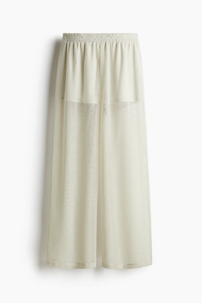 Pantalon large en tricot ajouré