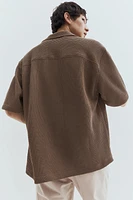 Chemise côtelée ample avec col cubain