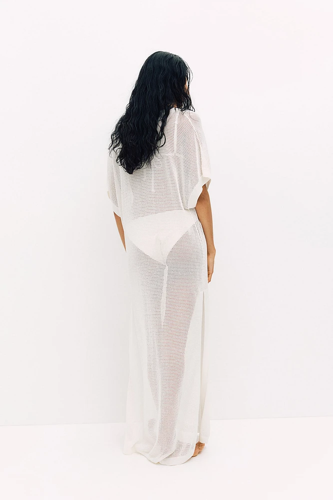 Robe de plage en tricot pointelle