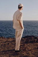 Regular-Fit Short-Sleeved Linen-Blend Shirt