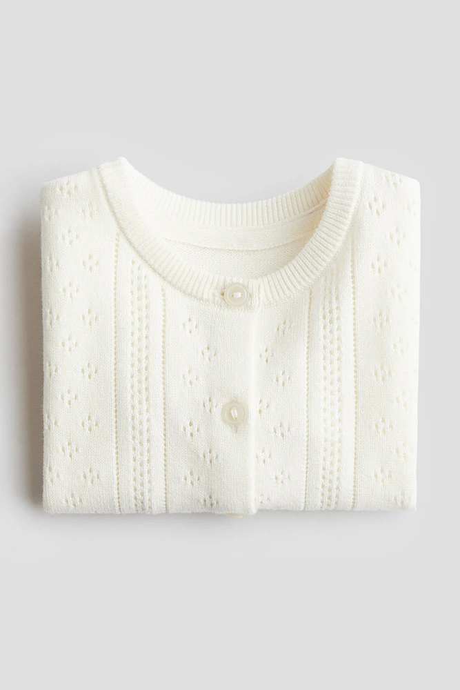 Pattern-knit Cotton Cardigan