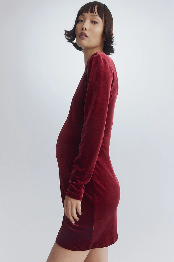 MAMA Velour Dress with Low-Cut Back