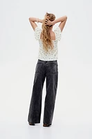 Crinkled Flutter-Sleeved Top