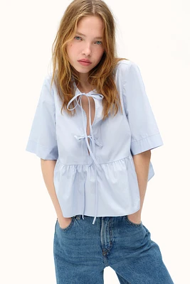 Blouse à nouer en popeline