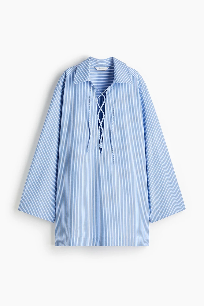 Lace-Up Shirt Dress